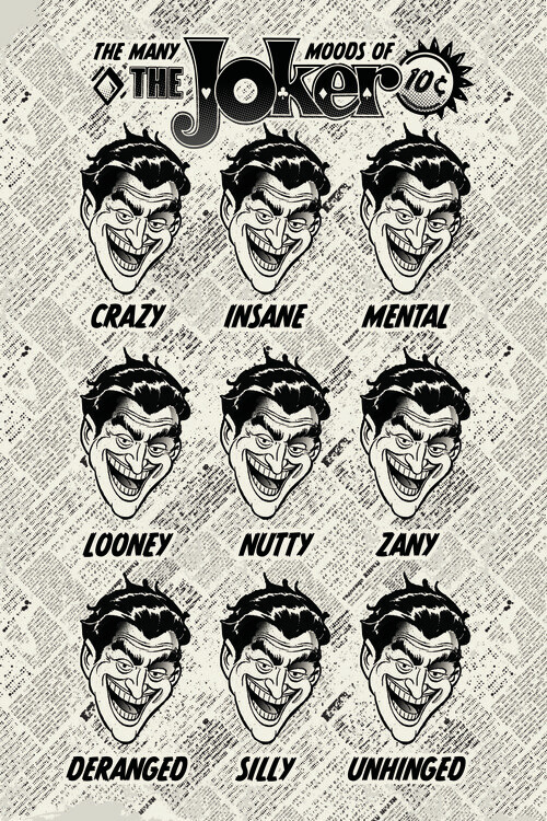 Europosters Plakát, Obraz - The Many Moods of The Joker, 26.7 × 40 cm