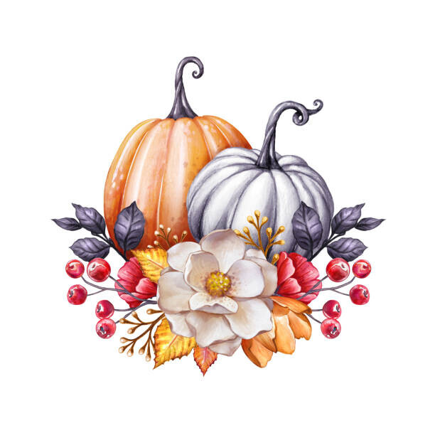 wacomka Plakát, Obraz - floral pumpkins, wacomka, 40 × 40 cm