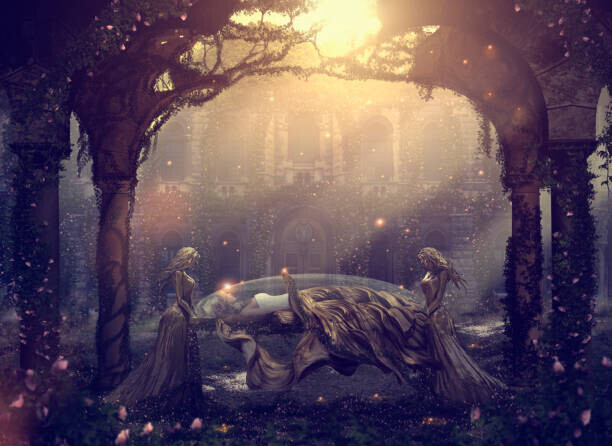 Colin Anderson Productions pty ltd Plakát, Obraz - Caucasian women mourning sleeping friend, Colin Anderson Productions pty ltd, 40 × 30 cm