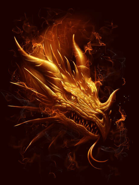 Refluo Plakát, Obraz - Fire dragon head digital painting, Refluo, 30 × 40 cm
