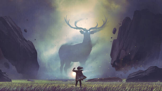 Grandfailure Plakát, Obraz - man encountering the legendary deer, Grandfailure, 40 × 22.2 cm