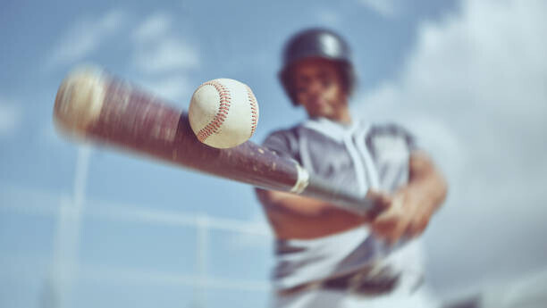 PeopleImages Plakát, Obraz - Baseball, baseball player and bat ball, PeopleImages, 40 × 22.2 cm