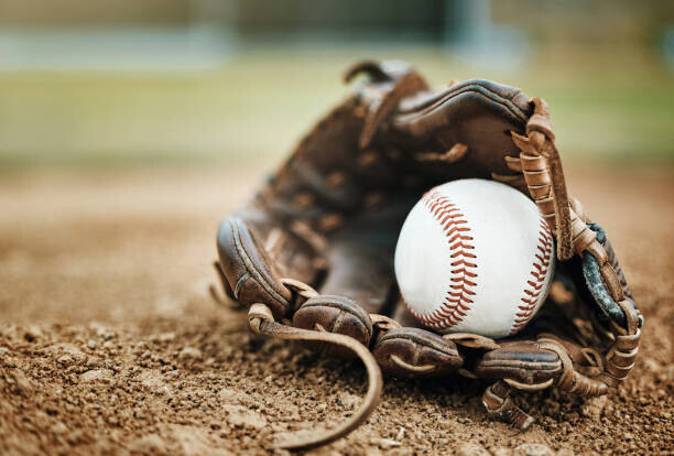 PeopleImages Plakát, Obraz - Baseball, leather glove and ball on, PeopleImages, 40 × 26.7 cm