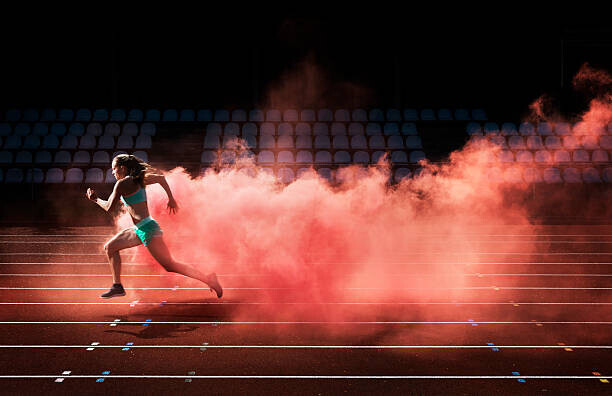 Henrik Sorensen Plakát, Obraz - athlete running in red smoke, Henrik Sorensen, 40 × 26.7 cm