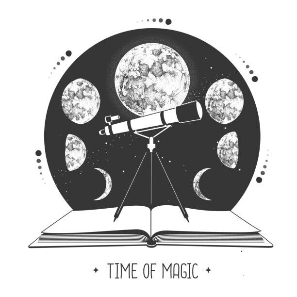 Ganna Bozhko Plakát, Obraz - Modern magic witchcraft open book, Ganna Bozhko, 40 × 40 cm