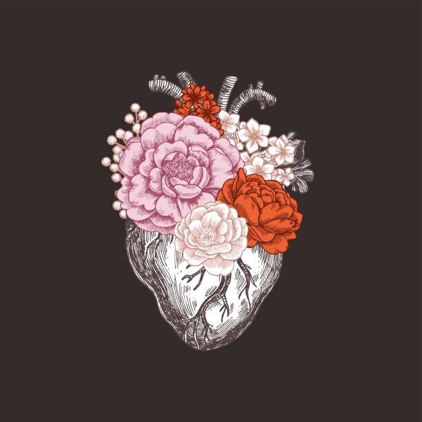 Adehoidar Plakát, Obraz - Tattoo anatomy vintage illustration. Floral anatomical, Adehoidar, 40 × 40 cm