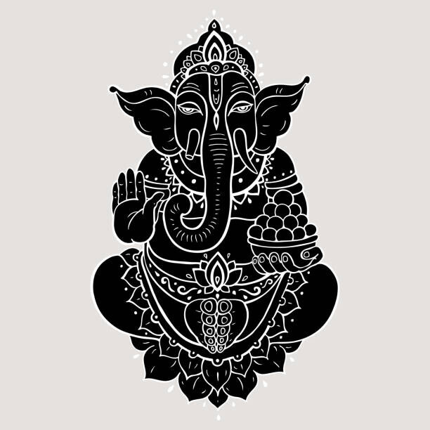katyau Plakát, Obraz - Ganapati Meditation in lotus pose, katyau, 40 × 40 cm