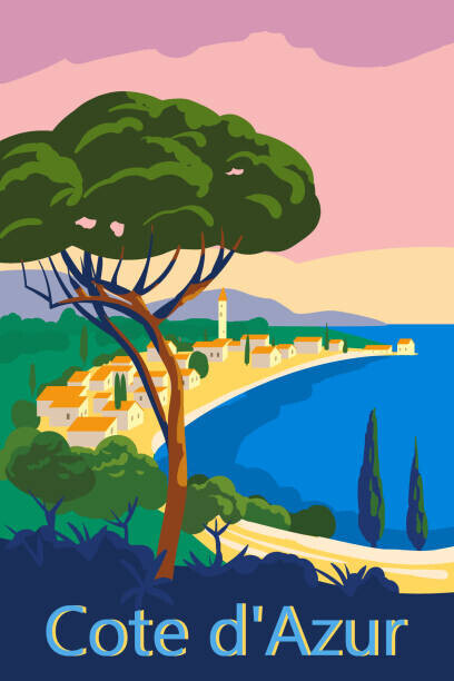 VectorUp Plakát, Obraz - Cote d'Azur of France Travel poster, VectorUp, 26.7 × 40 cm