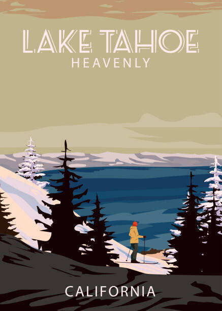 VectorUp Plakát, Obraz - Ski Travel resort poster vintage Lake, VectorUp, 30 × 40 cm