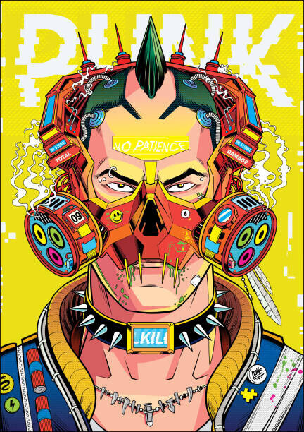 Man_Half-tube Plakát, Obraz - Cyberpunk  poster illustration, Man_Half-tube, 26.7 × 40 cm