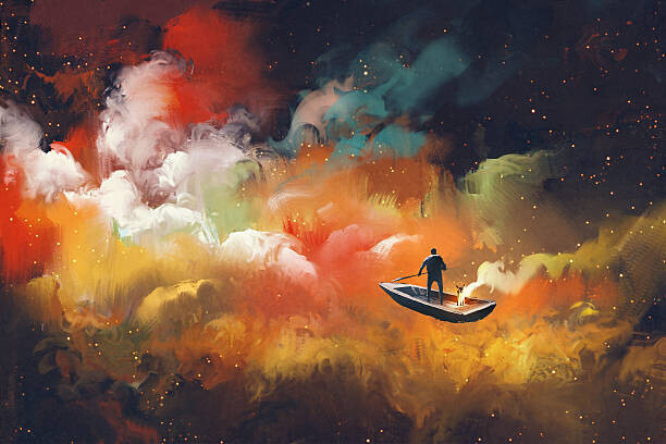 Grandfailure Plakát, Obraz - man on a boat in the outer space, Grandfailure, 40 × 26.7 cm