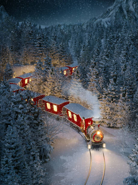 Vadmary Plakát, Obraz - Amazing cute christmas train, Vadmary, 30 × 40 cm