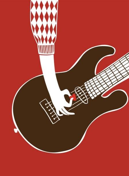 KatBuslaeva Plakát, Obraz - Vector illustration. A man's hand plays, KatBuslaeva, 30 × 40 cm