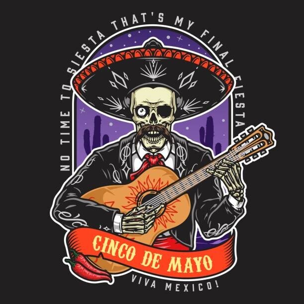 IMOGI Plakát, Obraz - Mexican skeleton with guitar badge, IMOGI, 40 × 40 cm