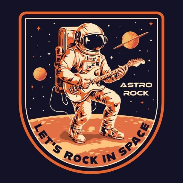 IMOGI Plakát, Obraz - Space guitarist colorful vintage label, IMOGI, 40 × 40 cm