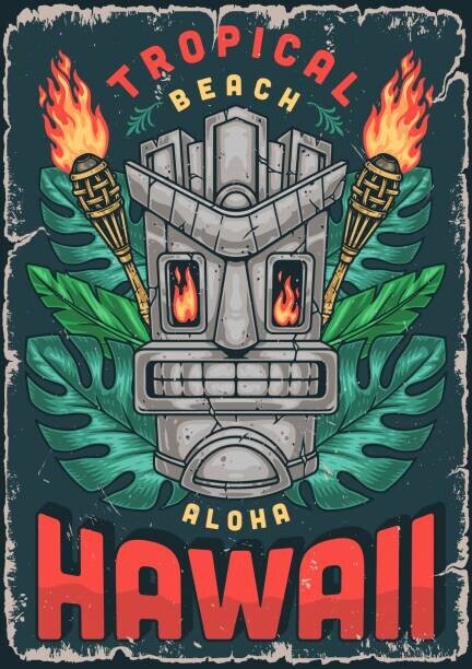 IMOGI Plakát, Obraz - Aloha Hawaii beach colorful sticker, IMOGI, 30 × 40 cm
