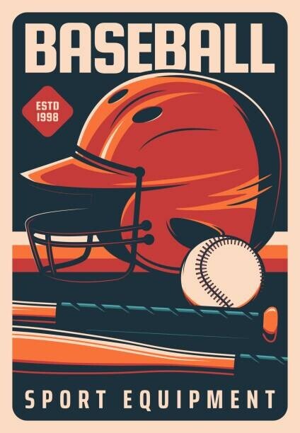 seamartini Plakát, Obraz - Baseball sport and players equipment bat and ball, seamartini, 26.7 × 40 cm