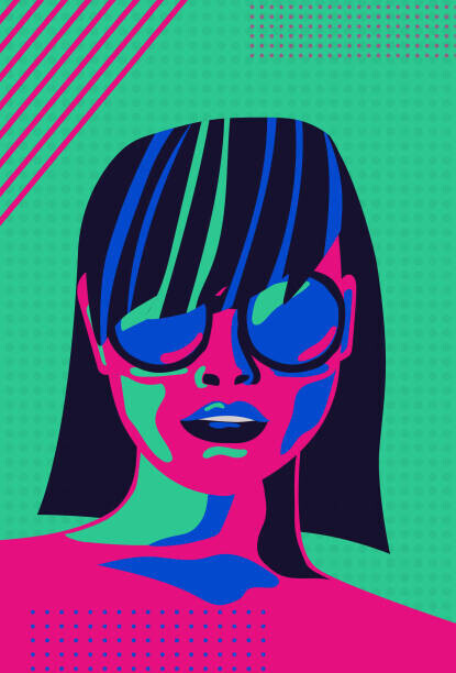 LucidSurf Plakát, Obraz - Modern Art Woman in Sunglasses Portrait, LucidSurf, 26.7 × 40 cm
