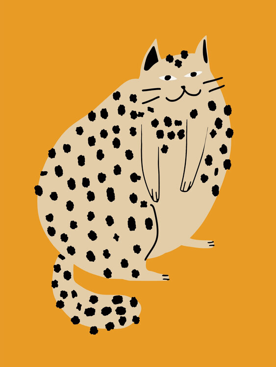 Little Dean Plakát, Obraz - Orange Plump Cat, Little Dean, 30 × 40 cm
