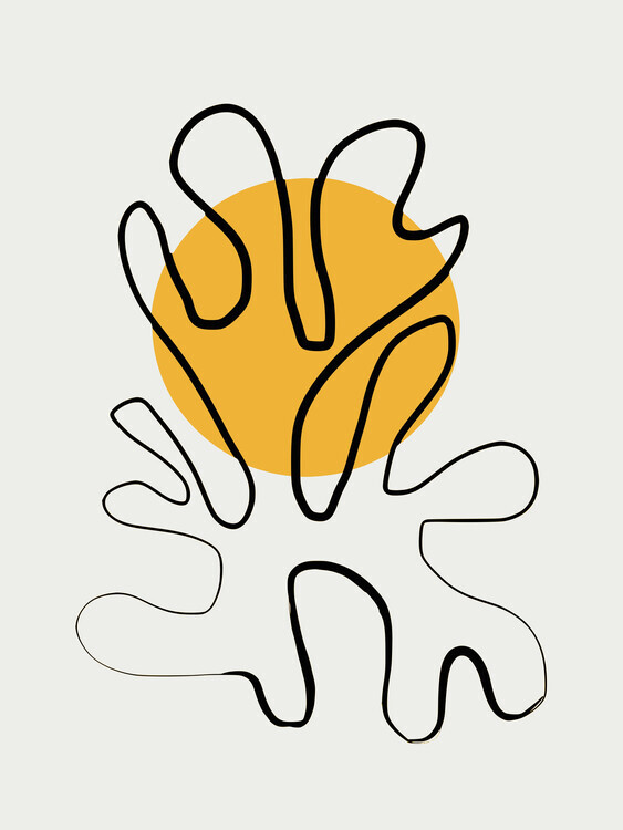 Little Dean Plakát, Obraz - Minimalist Coral and Sun, Little Dean, 30 × 40 cm