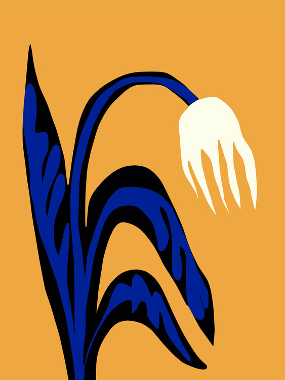Little Dean Plakát, Obraz - Blue Leaf Bloom, Little Dean, 30 × 40 cm