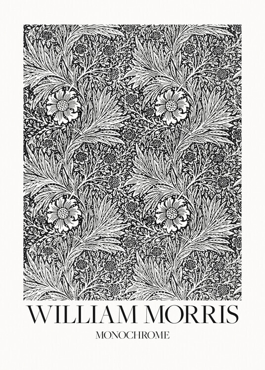 William Morris Plakát, Obraz - Marigold Monochrome, William Morris, 30 × 40 cm