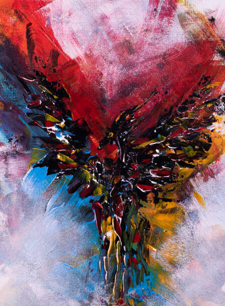 jc_design Plakát, Obraz - Colorful abstract painting of a phoenix bird, jc_design, 30 × 40 cm