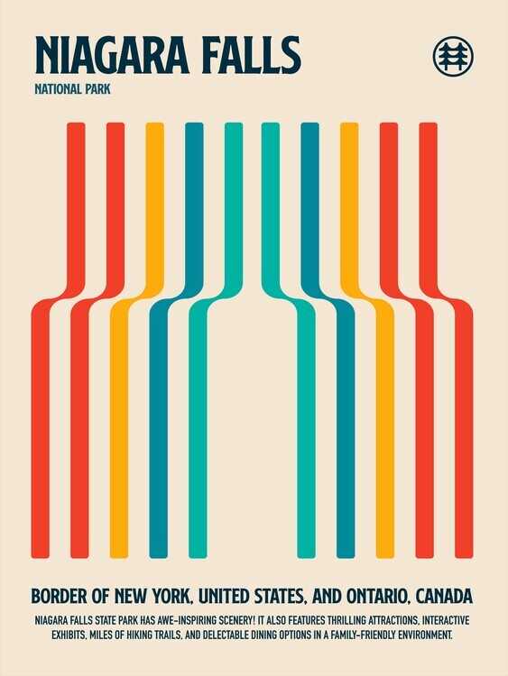 Retrodrome Plakát, Obraz - Niagara Falls National Park Travel Poster, Retrodrome, 30 × 40 cm