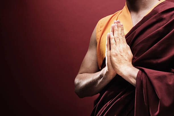 Jupiterimages Plakát, Obraz - Monk in meditation pose, Jupiterimages, 40 × 26.7 cm