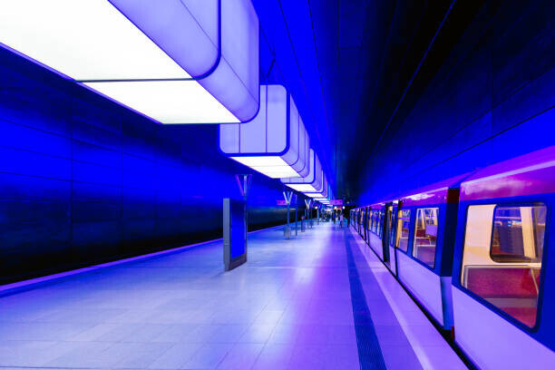 Alexander Spatari Plakát, Obraz - Illuminated subway station in Hamburg, Germany, Alexander Spatari, 40 × 26.7 cm