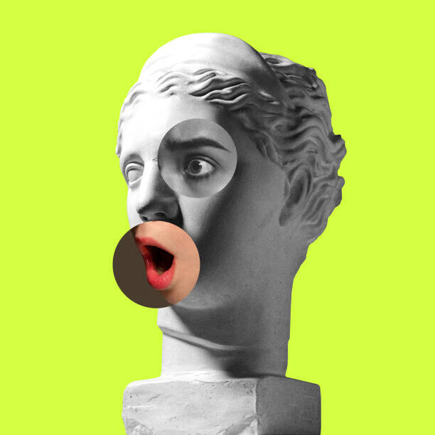 master1305 Plakát, Obraz - Collage with plaster head model and, master1305, 40 × 40 cm