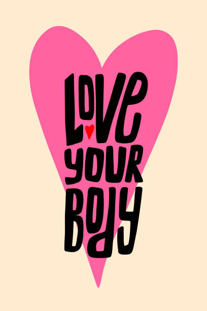Rita Patternson Plakát, Obraz - Love your body lettering with heart, Rita Patternson, 26.7 × 40 cm