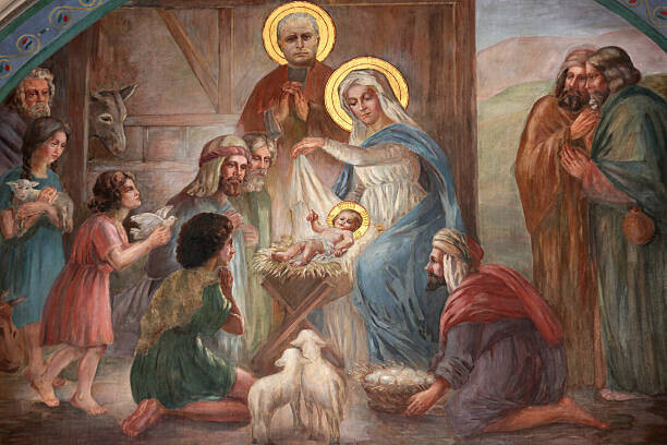 Fred de Noyelle Plakát, Obraz - Nativity scene fresco in Saint Joseph, Fred de Noyelle, 40 × 26.7 cm