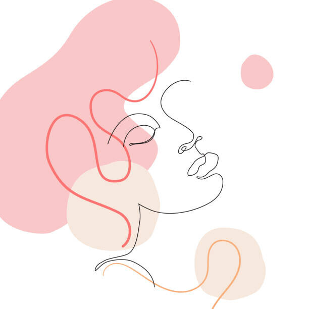 Tanya Syrytsyna Plakát, Obraz - Female face one line drawing with, Tanya Syrytsyna, 40 × 40 cm