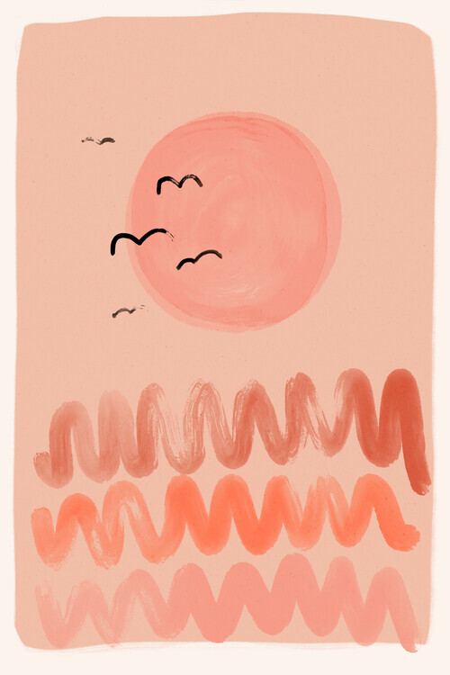 Treechild Plakát, Obraz - Peachy Sunset, Treechild, 26.7 × 40 cm