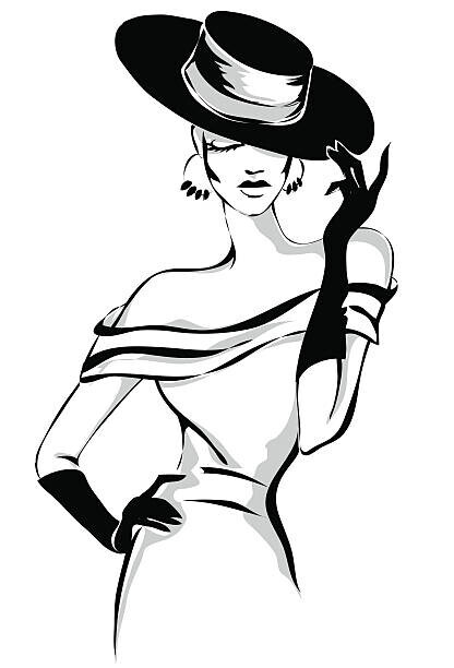 glafira Plakát, Obraz - Beautiful woman portrait wearing vintage hat, glafira, 26.7 × 40 cm