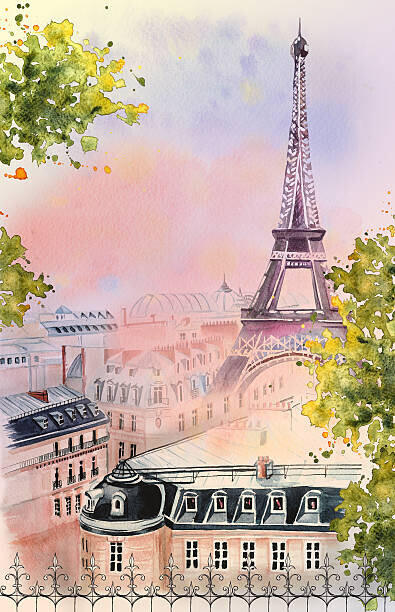 likovaka Plakát, Obraz - city of Paris, likovaka, 26.7 × 40 cm