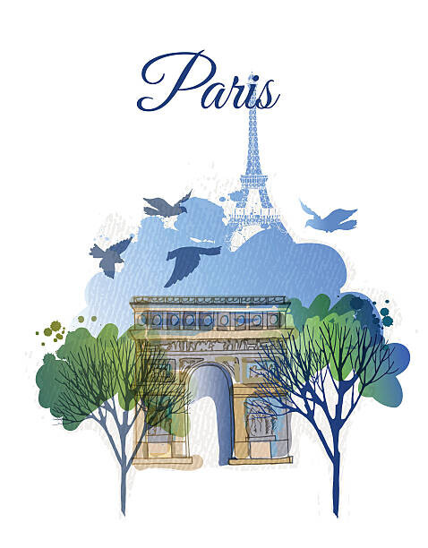 TatianaDavidova Plakát, Obraz - Arc de Triomph. Watercolor vector background, TatianaDavidova, 30 × 40 cm