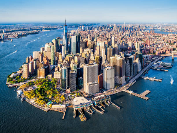 Eloi_Omella Plakát, Obraz - aerial view of Lower Manhattan. New York, Eloi_Omella, 40 × 30 cm