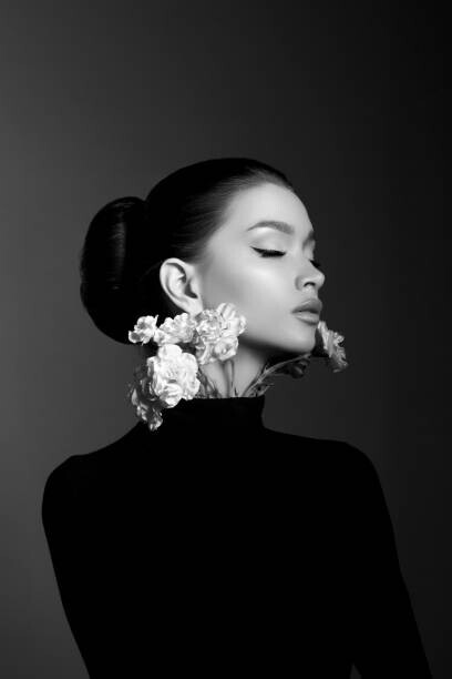 angel_nt Plakát, Obraz - Perfect art woman in black turtleneck, angel_nt, 26.7 × 40 cm