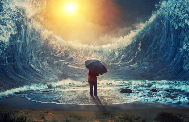 kevron2001 Plakát, Obraz - Woman and tidal wave, kevron2001, 40 × 26.7 cm