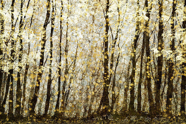 Andrew Bret Wallis Plakát, Obraz - Forest filed with golden autumn leaves, Andrew Bret Wallis, 40 × 26.7 cm
