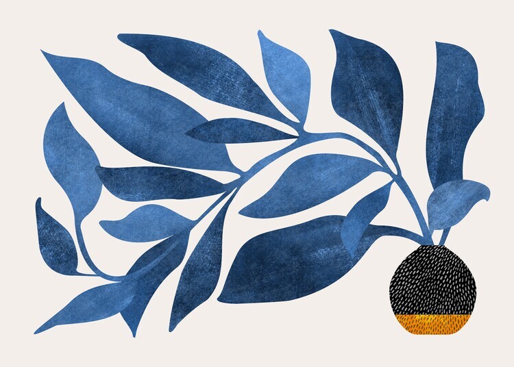 Kristian Gallagher Plakát, Obraz - Wandering Ivy in Blue, Kristian Gallagher, 40 × 30 cm