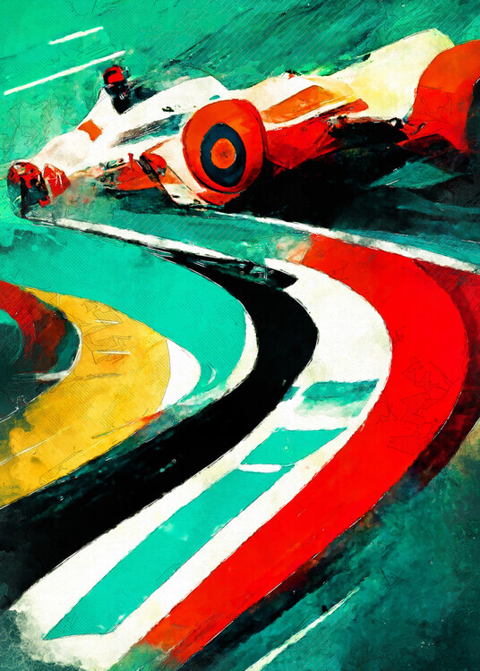 Justyna Jaszke Plakát, Obraz - Formula 1 green red, Justyna Jaszke, 30 × 40 cm