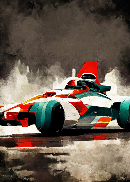 Justyna Jaszke Plakát, Obraz - Formula 1 red grey, Justyna Jaszke, 30 × 40 cm