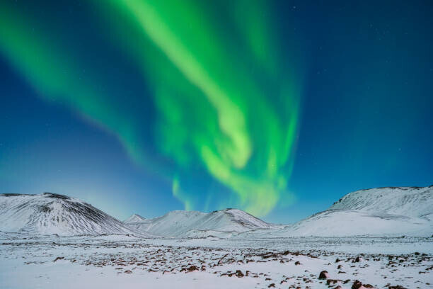 Biletskiy_Evgeniy Plakát, Obraz - Aurora Borealis. Northern Lights over the, Biletskiy_Evgeniy, 40 × 26.7 cm