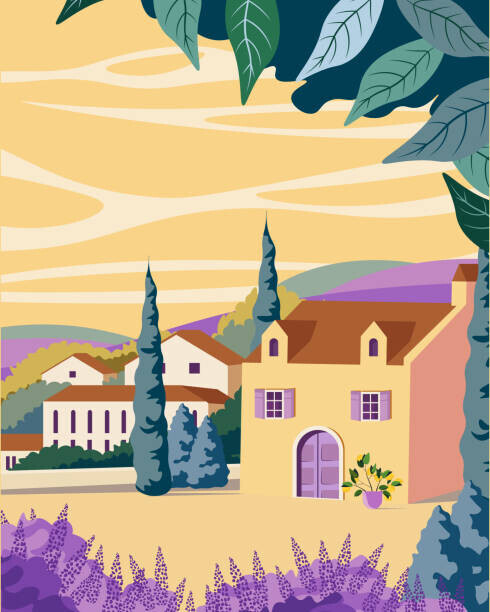 Kristina Bilous Plakát, Obraz - Provence, France travel poster, Kristina Bilous, 30 × 40 cm