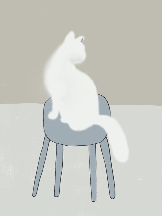 Little Dean Plakát, Obraz - White feline, Little Dean, 30 × 40 cm