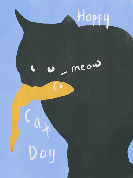 Little Dean Plakát, Obraz - Happy Cat, Little Dean, 30 × 40 cm