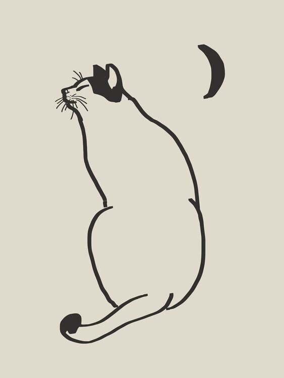 Little Dean Plakát, Obraz - Line Art Cat Drawing, Little Dean, 30 × 40 cm